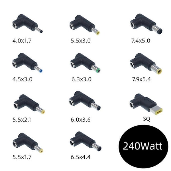 1 stk. 5,5x2,5 mm hun-jack til han-stik 90 grader DC strømstik adapter 4,5*3 mm