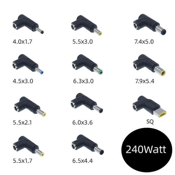 1 stk. 5,5x2,5 mm hunplugg til hannplugg 90 grader DC strømkontaktadapter, 6*3,6 MM