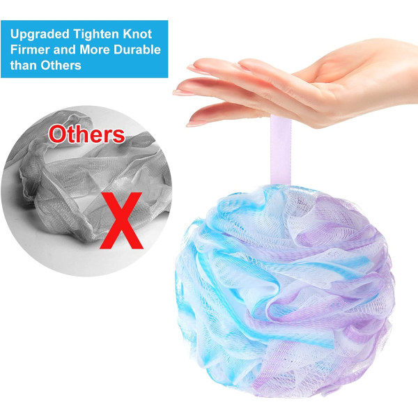 Duschpuff Loofah 75g/PCS Extra Large Duschpuffar Duschsvamp Dusch Scrunchie Body Puff Dusch, Set om 4, Blomfärg