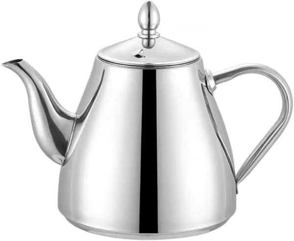 Tekanne i rustfritt stål, kaffeservering 1,5 liter (52 oz), 5-6 kopper, lett å helle, sølvfarget tekanne