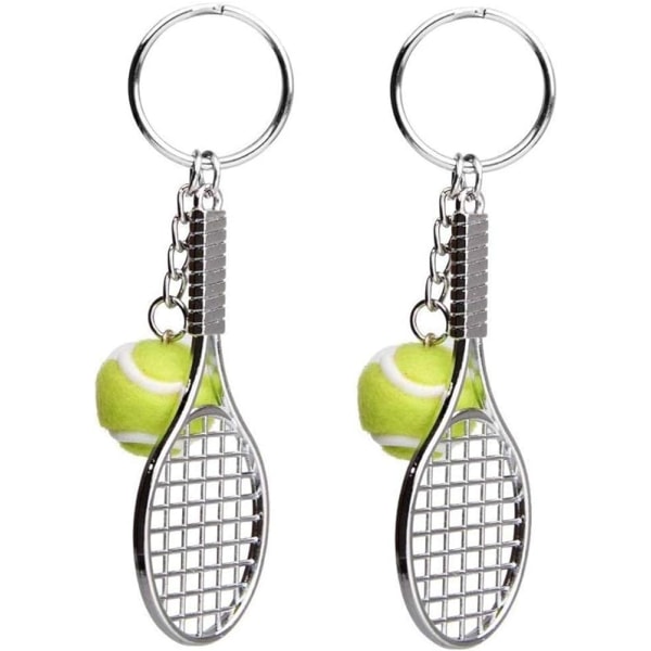 Tennisracket nyckelring, kreativ metall nyckelring Sport nyckelring Tennis boll nyckelring 2 st