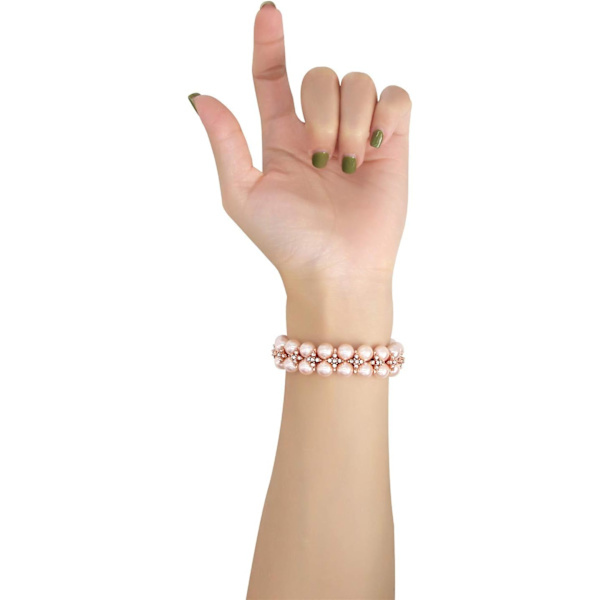 Pärlarmband kompatibelt med Apple Watch-rem dam 42/44/45mm, konstgjord elastisk stretch bling diamant smycke armband ersättningsband 42/44/45mm
