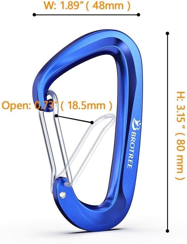 12KN karbinhakar kraftiga karbinhakar för hängmatta, camping, vandring, ryggsäck och mer (2-pack), mörkblå