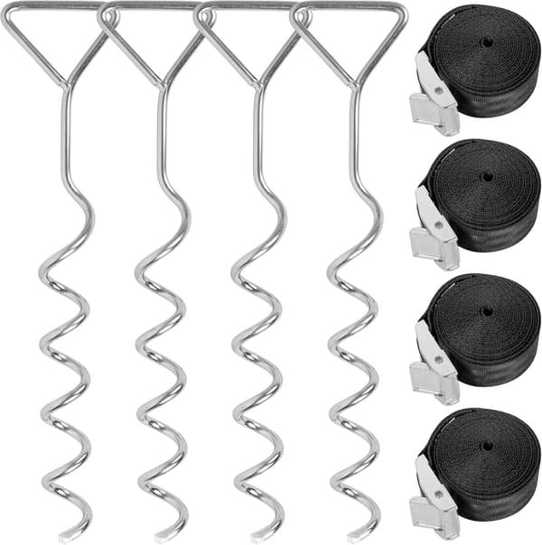 8-delt Trampolin Forankringskit - Robust Trampolin Pinde med Riv-Resistente Fastgørelsesstropper, Svingforankringskit, Trampolin Forankringskit