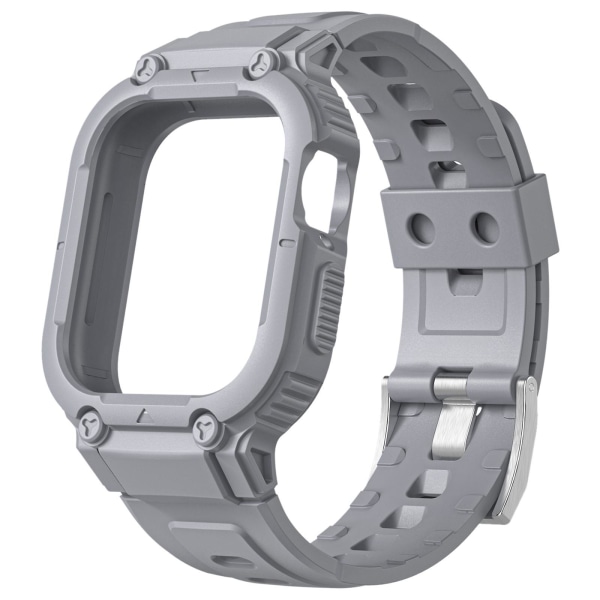 Kompatibel med Apple Watch Ultra 49mm Silicone Bumper Justerbar Strap Grå