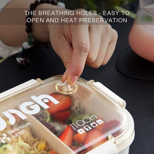 Bento frokostboks til voksne, beholder med genanvendelige redskaber, BPA-fri, mikrobølgeovnsikker Bento-boks