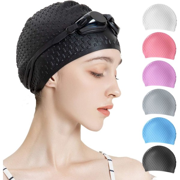 Silicone Swim Cap,Comfortable Bathing Cap Ideal for Curly Short Medium Long Hair, Swimming Cap for Women and Men, Shower Caps Keep Hairstyle Unchanged