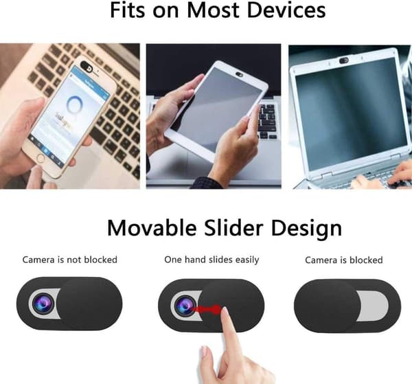 3-pak Webcam Cover Slider til privatliv, 0,027 tommer ultratyndt design Web Camera Cover Slide til bærbar computer, stationær computer, pc (sort)