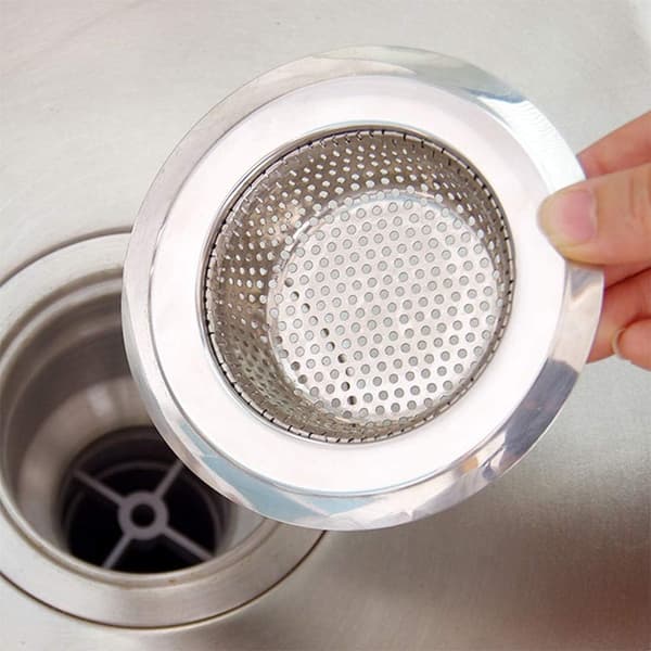 4,5 tommer diameter kant robust rustfrit stål køkkenvask kurv si, stor (pakke med 2)