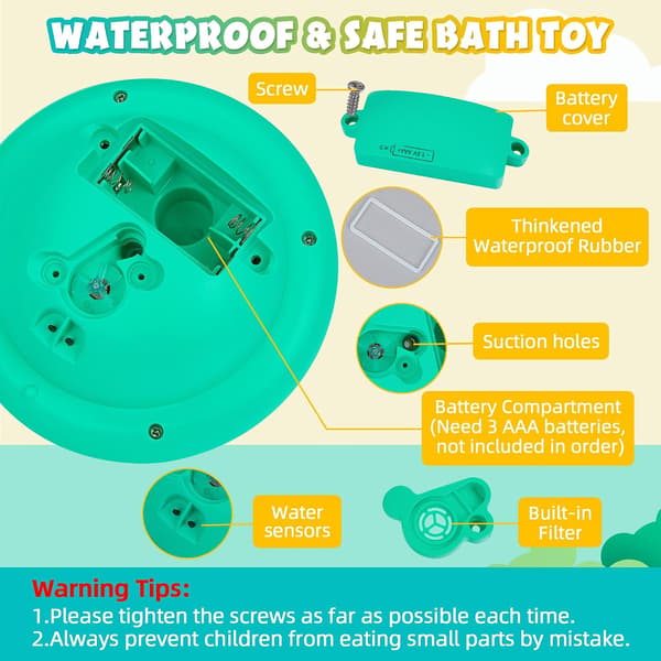 Baby Badelegetøj til Småbørn, Spray Vandrotation Baby Lysende Badelegetøj, Automatisk Induktionssprinkler Bruselegetøj med LED, (Raket)