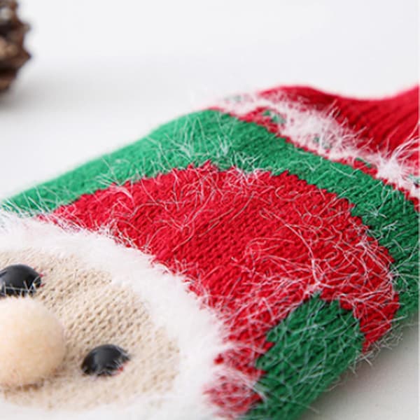 Julvinflaskeöverdrag 2-pack, Stickad Ull Tomte och Julgran Flaskkassar, Presentpåse Dekorationer för Jul