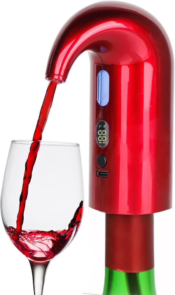 Elektrisk vinlufter, vinhane, til rød- og hvidvin, USB genopladelig tud, rød Ea02