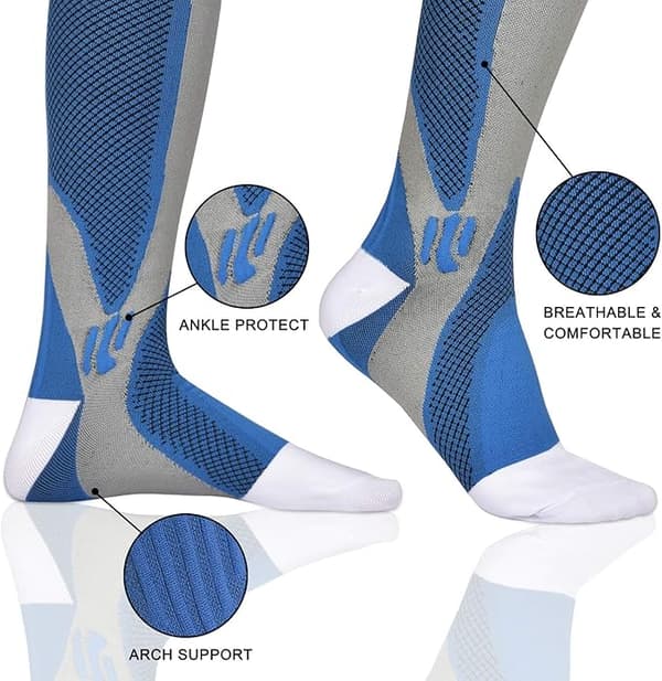3 par kompressionsstrømper til mænd og kvinder, elastiske strømper white+black+blue XXL