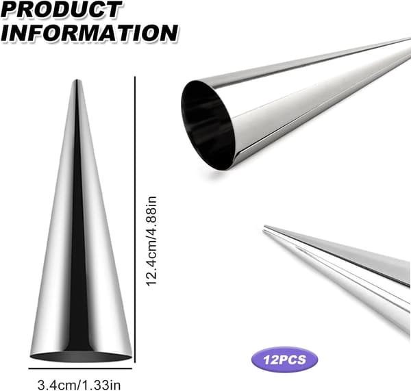 12 stk. Cannoli Forme Rør, Flødehornforme Non-stick Rustfrit Stål Cannoli Fløderulleforme til Bagning af Kager