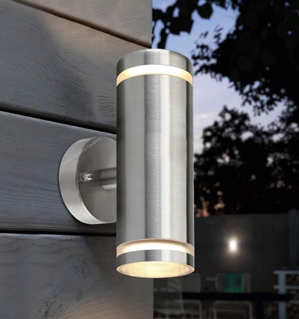 2 x Udendørs Væg Uplight/Downlight IP65 Transparent Diffuser Rustfrit Stål ZLC308-F Kun til LED GU10 Pære