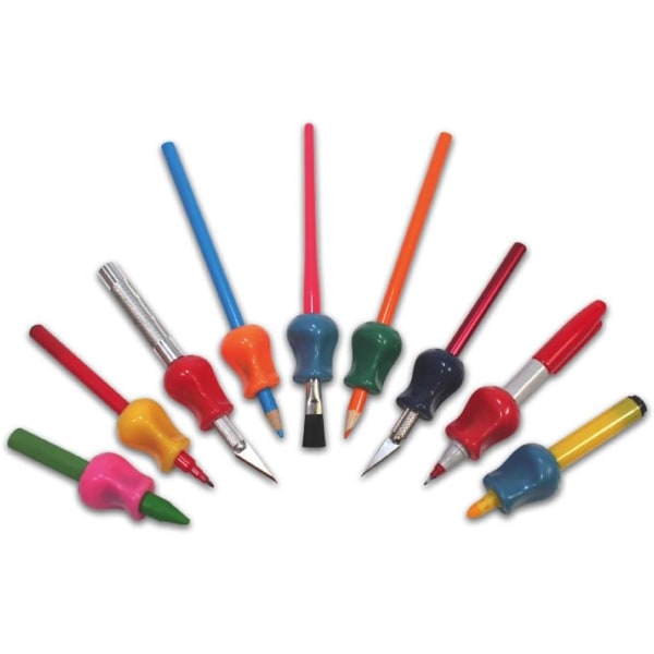 Blyertsgripare, universal skrivhjälpmedel för höger och vänster, färgglada penngripare, olika färger, 12 st