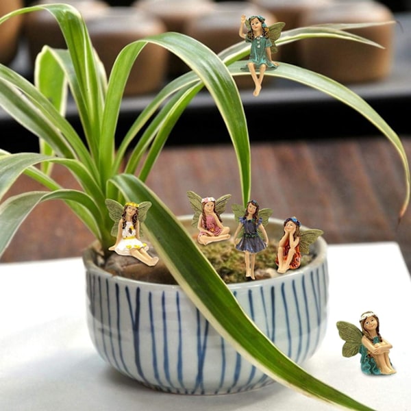 Miniatyrféfigurer, 6 Delar Féträdgårdstillbehör, Miniatyrhartsféstaty, Utomhus Mini Féträdgårdsprydnader