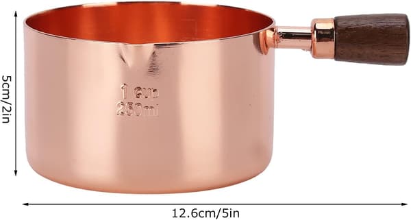 Lille sovsekop, ramekin-dyppekop i rustfrit stål, med hældetud, træhåndtag, til hjemmefestrestaurant (1 kop)
