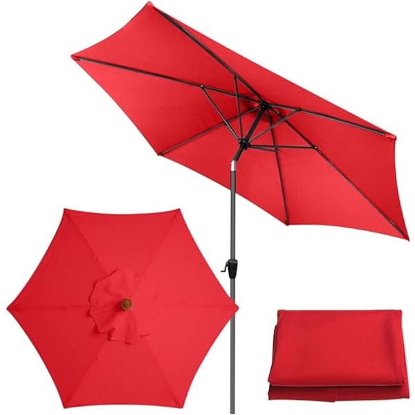 9,8 ft Ersättnings Parasoll Tak, Universal Parasoll Ersättningsduk, Trädgårdsparasoll Solskydd för Trädgård Patio Yard Strand bright red