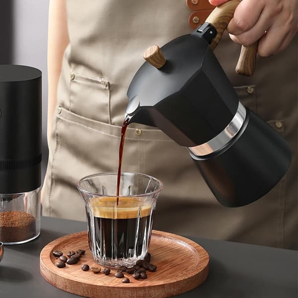 Komfurkaffemaskine, Lille 150 ml kaffemaskine, Manuel cubansk kaffeperkulator, til Cappuccino Lattes (Sort)