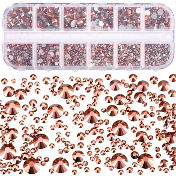 2000 kappaletta litteän takaosan jalokiviä, 6 kokoa (1,5-6 mm) pyöreitä kristallitimantteja