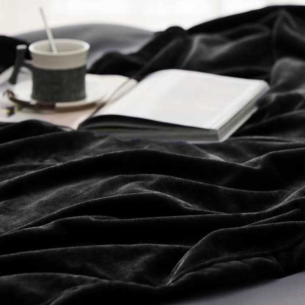 Fleece Tæppe Sofatæppe - Alsidigt Tæppe Fluffy Blødt Tæppe til Seng og Sofa/Enkelt, Sort, 130x150cm