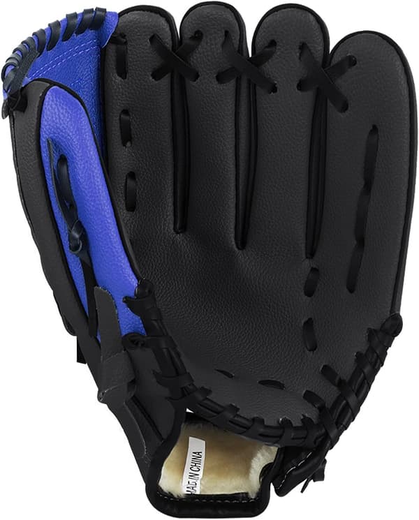 10,5 tommer softballhandsker, tykke battehandsker til børn, indmarkshandske, baseballhandsker, softballhandske, sportshandske (sort og blå)
