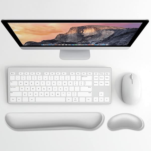1 sæt Forstør Keyboard Håndledsstøtte Pad, Memory Foam Sæt Håndledspude Støtte for Nem Skrivning & Smertelindring, Kontor, grå