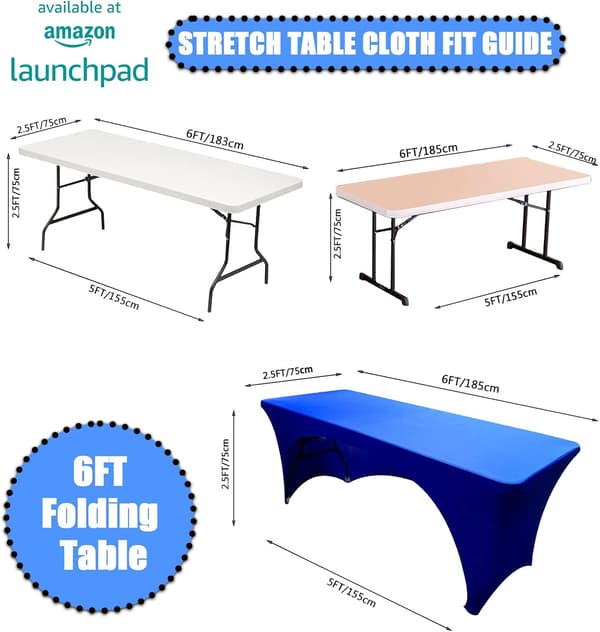 Stretchbara dukar 6ft för rektangulära bord med öppen rygg, monterade spandex rektangulära uteplatsbordsöverdrag