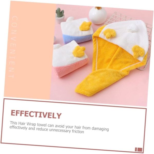 2 stk. Tørkehårhette Korallfleece Hurtigtørkende Hatt Korallfleece Hårhåndklær Badehåndklær Toalhas Dusjhetter Hatter Komfortabel Dusjhette Tørkehårhatt Yellow