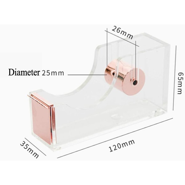 Skrivebordsdispenser i klar roségull, akryl sklisikker tapetkutter, kraftig tapetdispenser