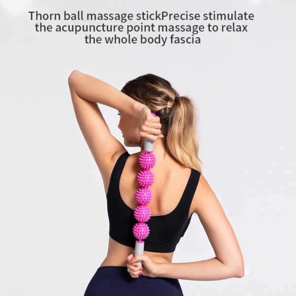 Håndholdt massagemuskelrullestav og terapibolde - 360 spændingsreduktion og frigørelse - dyb vævs- og benmuskelstramhed (rosarød)
