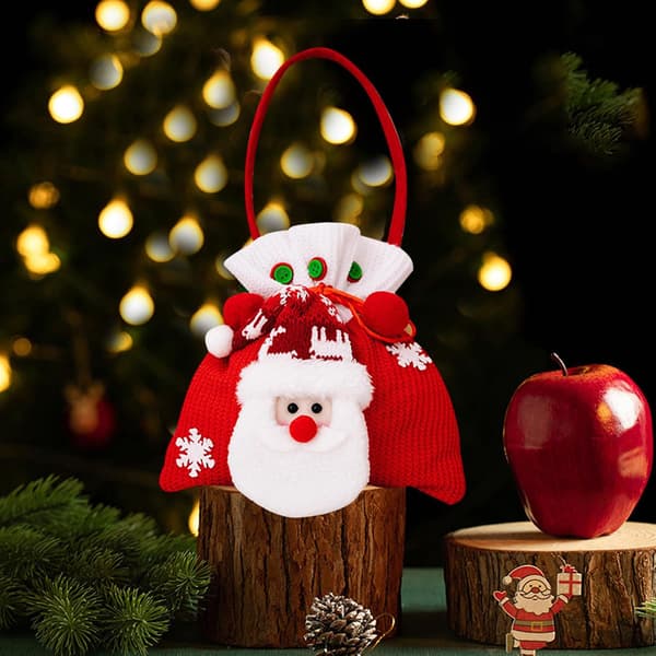 Jul Röd Flanell Tomte Snögubbe Presenthandväska, Godispåse Förvaringsväska, För Julklappsförvaring (C)