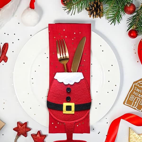 6 stk. julebestikkholdere, julevinglassformet, julebestikkholdere juleborddekorasjoner