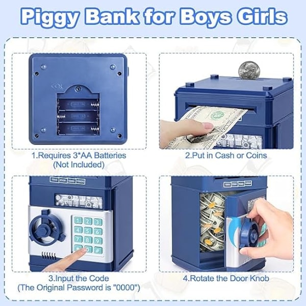 ATM Spargris Piggy Bank Pengarlåda Säker för Barn