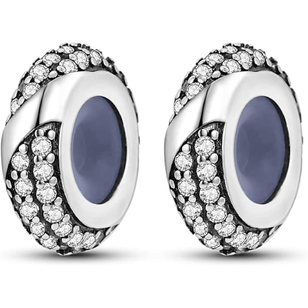 Sterlinghopeinen päällystetty kuutiollinen zirkonia Clip Lock Spacer Stopper Charm Bead Tähti Kuu Paha Silmä Charms Korulahja naisille color 2