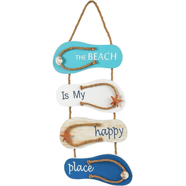 Flip Flop Vægdekoration, Tøffelophæng Dekoration med Stranddesign, Havindretning til Stue, Soveværelse