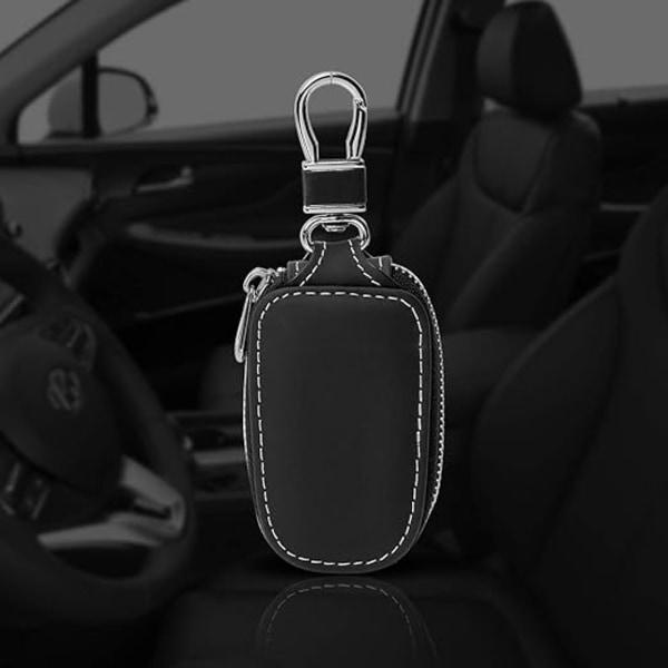 Auton avaimen kotelo, PU-nahkainen älykäs avaimen pidike ja suojus, auton avaimenperä, älykäs avaimenrengas, kolikkopidike tai lompakko auton kaukosäätimelle Black