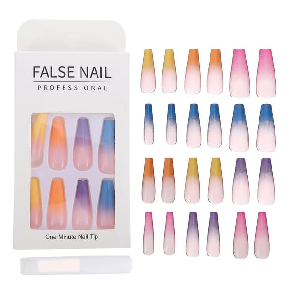 24 kpl Super Long Rainbow Tekokynnet Gradient Väri Paina Kynnet