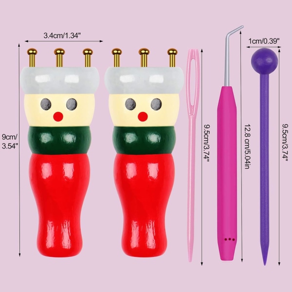 Fransk strikkeværktøj 2-pakke, træstrikkedukkesæt spole strikkedukke til børn, datter, børnebørn