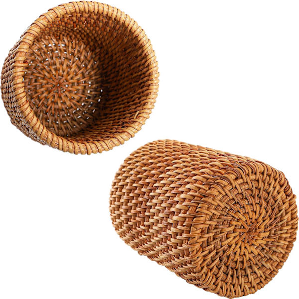 2 Pak Rattan Blyantsholder, Håndlavet Viklet Pennebeholder Makeupbørsteholder, Pennebeholderboks