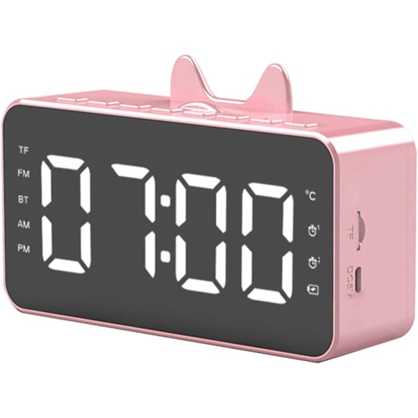 Digital väckarklocka Bluetooth-högtalare, HIFI dubbel väckarklocka digital sängklocka med USB-laddning, stereohögtalare, FM-radio, 5.0 Bluetooth, dimbar