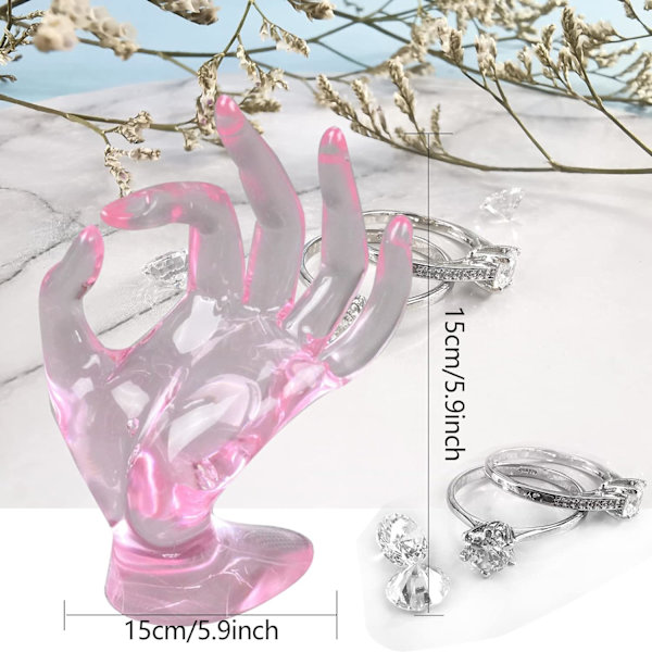 Hånd OK gest håndring display stativ klar armbånd hånd display støtte rosa smykker display ring holder hånd plast mannequin hånd stativ