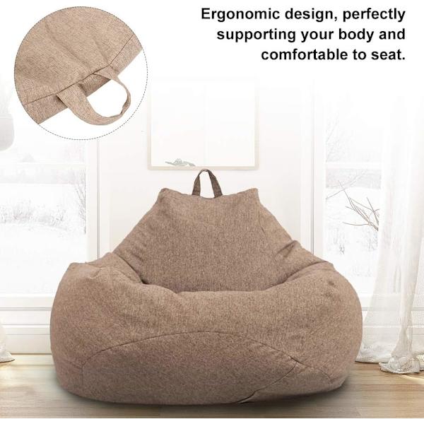 Klassisk sækkestolbetræk, Lazy Lounger sækkestol opbevaringsstolbetræk uden fyld, ensfarvet simpelt design Brown 100*120CM