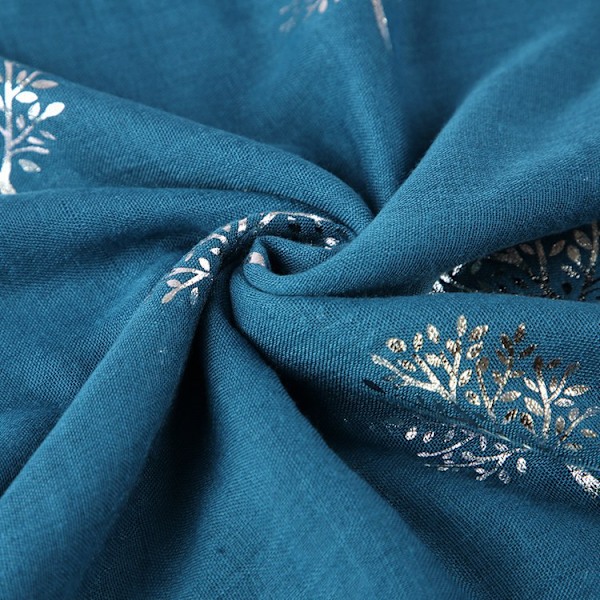 Sjal Halsduk Elegant Kvinner Silkesjal Kvinners Foulard Trykt Sølv Blad Passer for Fire Sesonger Kvinner Sjal