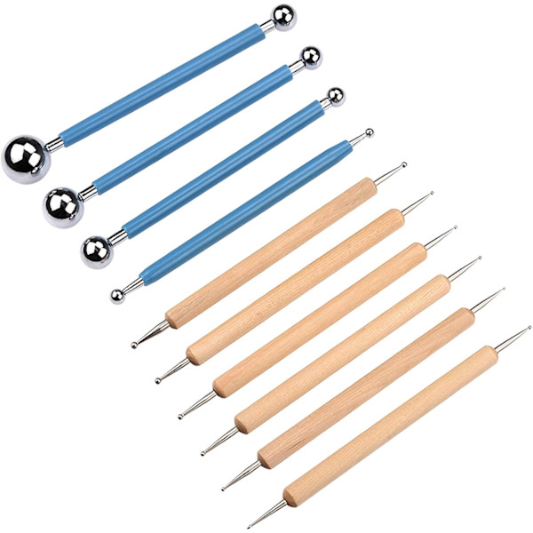 10 stk. Dotting Tools Kuglepenne til Stenmaling, Keramikmodellering, Embossing Kunst