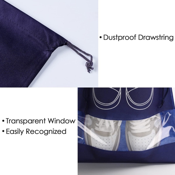 Rejseskotaske, vandtæt og støvtæt fleeceskotaskesæt, med klart vindue og snøre (32*44 cm) -10 STK-Marineblå