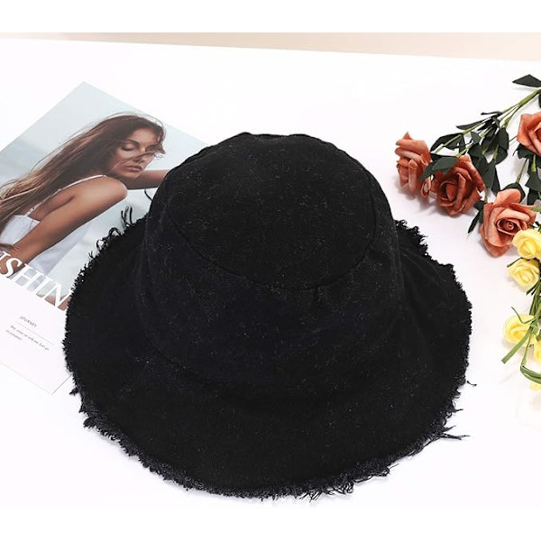 Dam floppy hatt Black