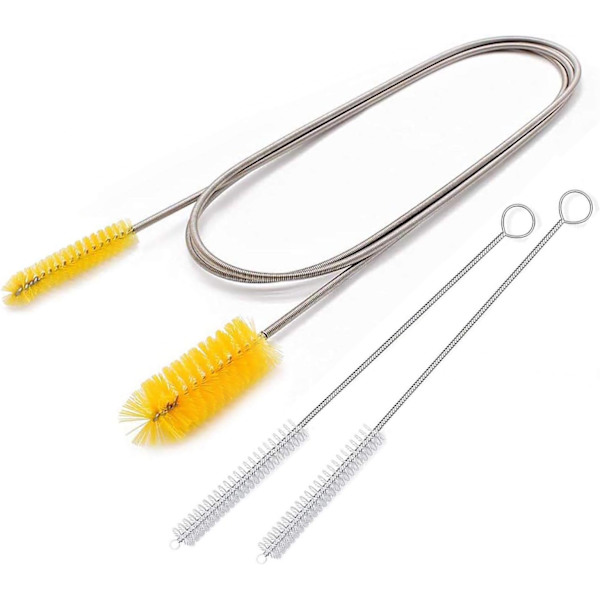 Fleksibel afløbsbørste, nylonrenser dobbeltsidet elastisk slange 67 tommer og 2 stk. 8,2 tommer sugerørsrensningsbørste