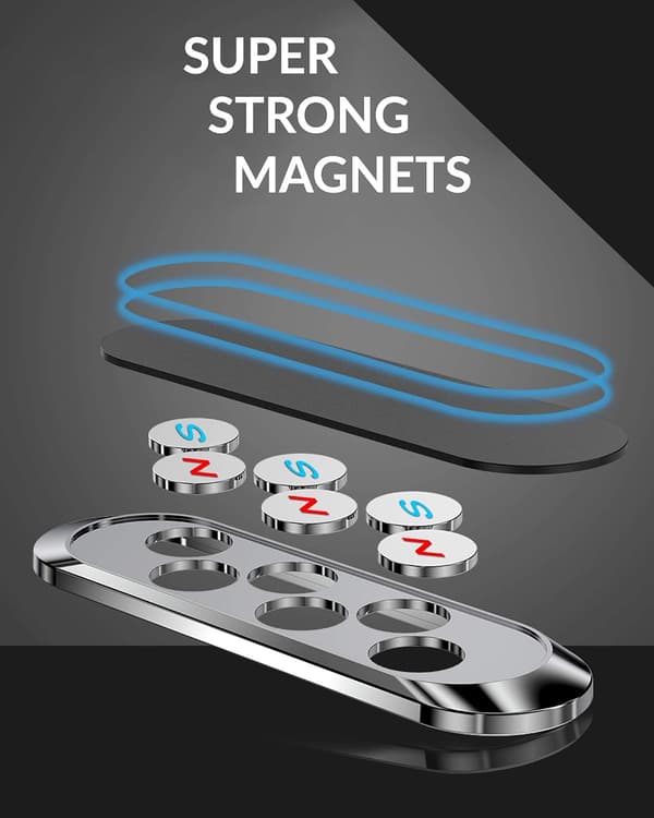 Magnetisk Smartphonehållare - Bil Mobiltelefon Instrumentbräda Magnetfäste, Roterbart Ställ, Universell Vägg (Silver)